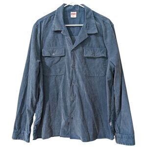 Birdwell Beach Britches Monterey Shirt Men's L Blue Fine-Wale Corduroy Button Up